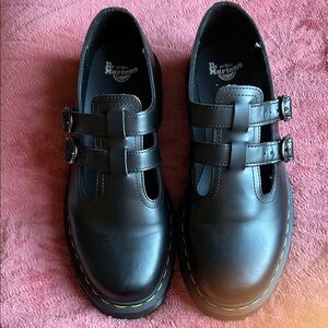 Dr. Martens Black Leather Double Buckle Mary Janes